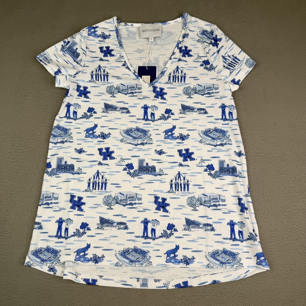 University of Kentucky Wildcats Top Womens Small Smith Quinn NCAA Toile V-Neck